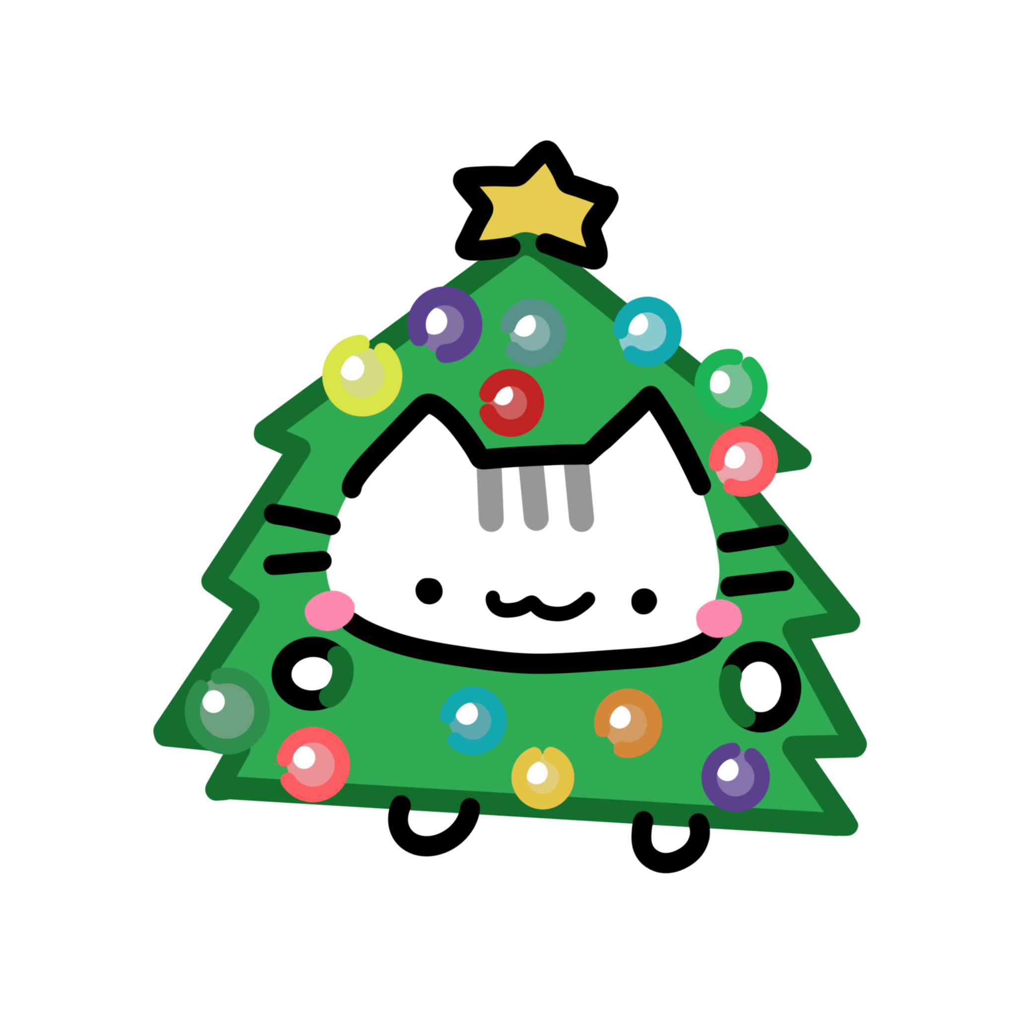 Christmas Tree Cat Sticker